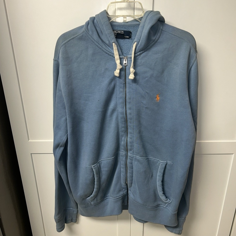 Mens Ralph Lauren Polo‎ Full Zip Up Hoodie Size L Sky Blue